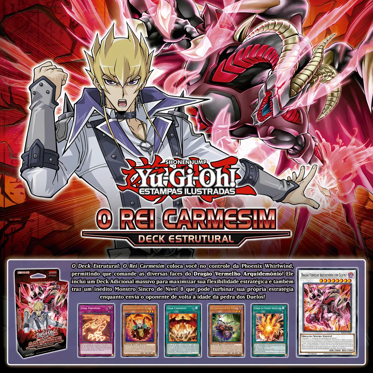 Yugioh Deck Estrutural Rei Carmesim Cartas Português Konami - Imagem 2