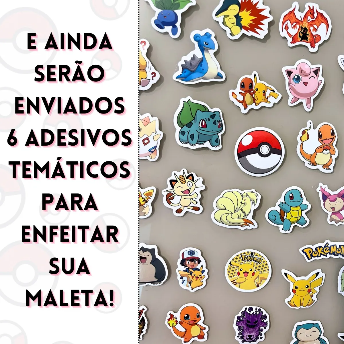 50 Cartas Pokémon 5 Brilhantes Originais Chaveiro Adesivos - Imagem 5