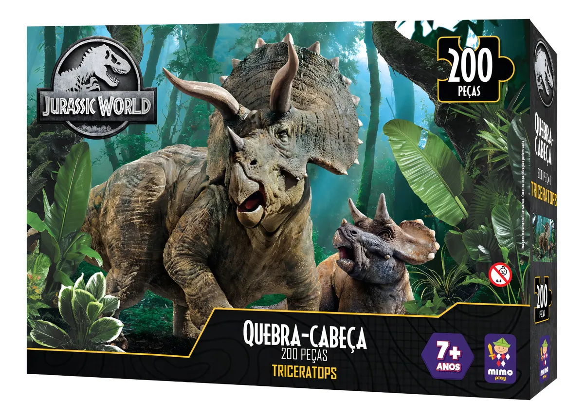 Quebra Cabeça 200 Pçs Triceraptops Jurassic World - Imagem 3