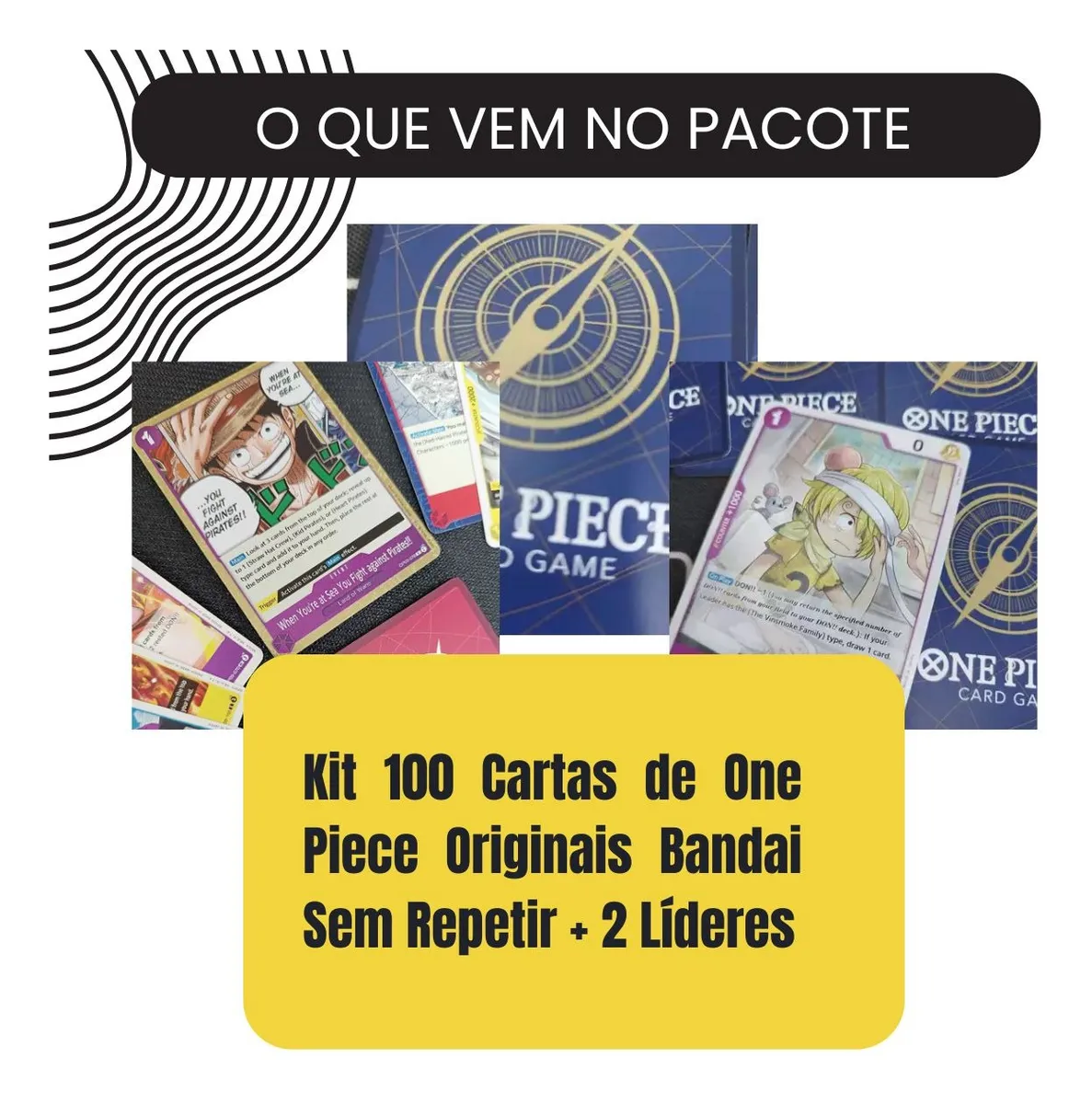 Kit 100 Cartas De One Piece Bandai Sem Repetir + 2 Líderes 100 Cartas E 2 Líderes Inglês - Imagem 2