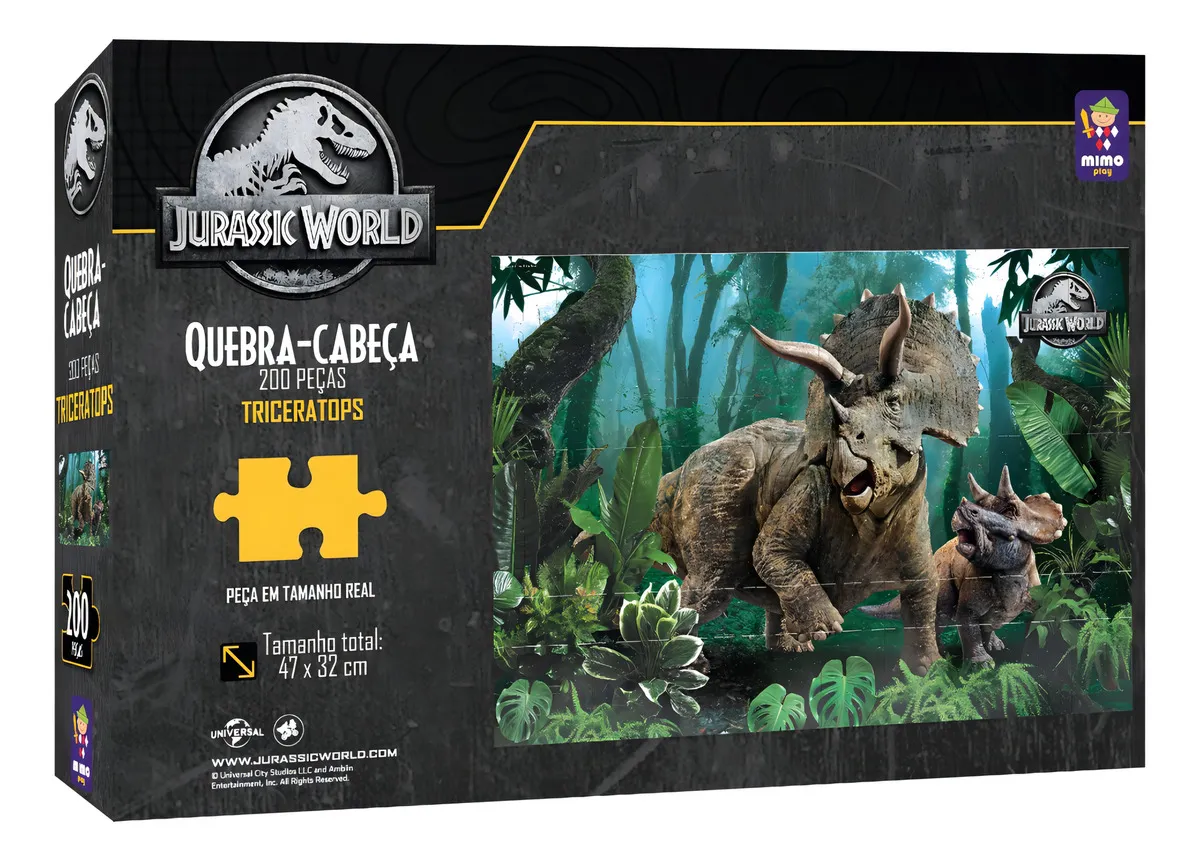 Quebra Cabeça 200 Pçs Triceraptops Jurassic World